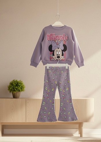 Kız Çocuk Mor Minnie Baskılı Eşofman Takımı - Görsel 2