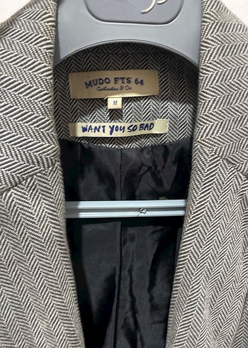 Gri Kadın Düğmeli Yün Ceket - Görsel 4