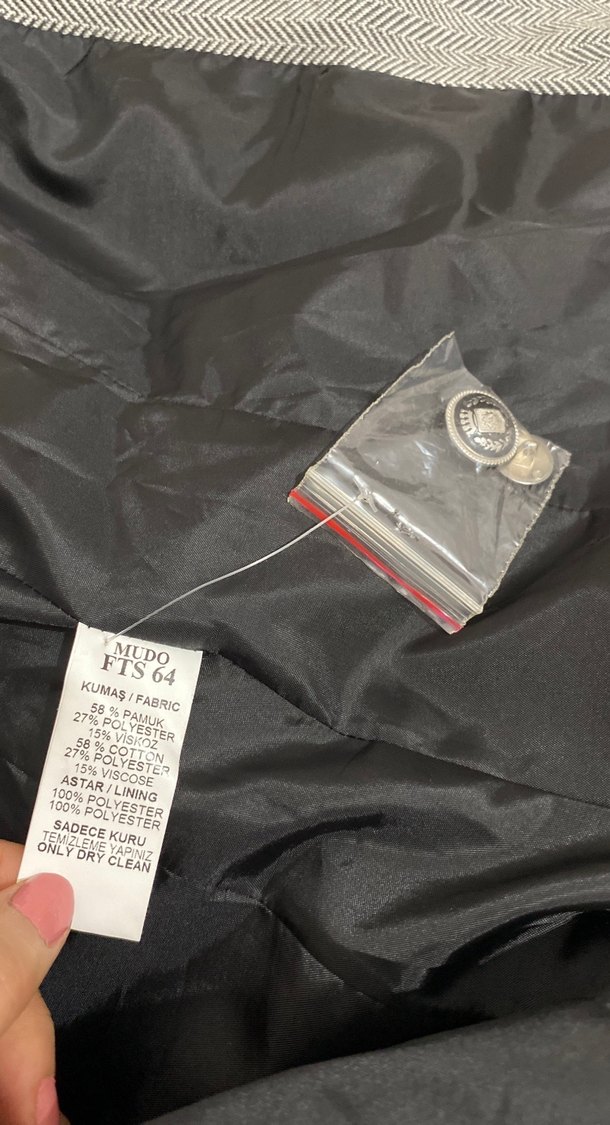 Gri Kadın Düğmeli Yün Ceket - Görsel 5