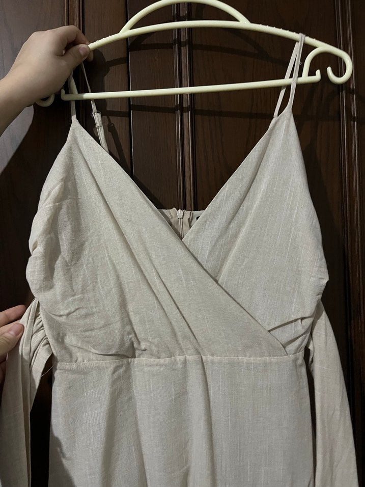 Beyaz Mini Askılı Elbise - Görsel 2