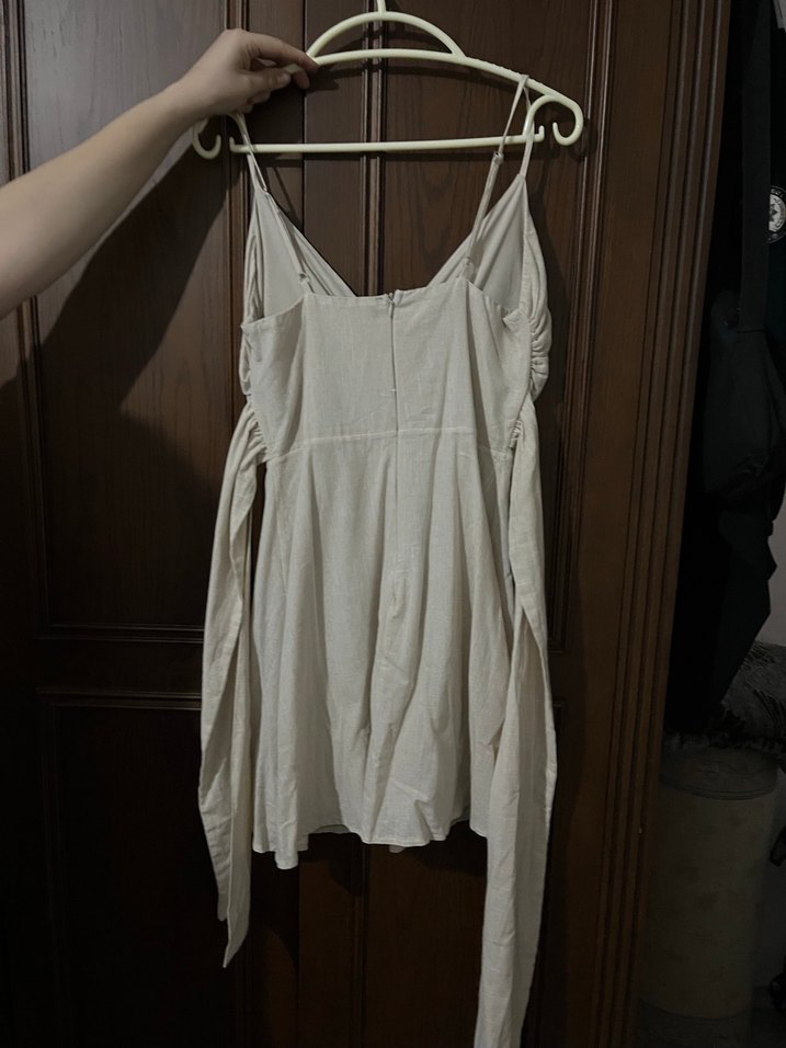 Beyaz Mini Askılı Elbise - Görsel 3