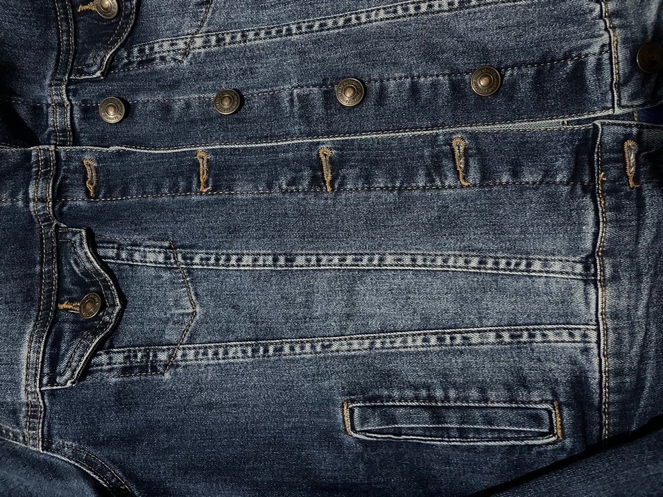 Düğmeli Koyu Mavi Kadın Kot Ceket - Görsel 3