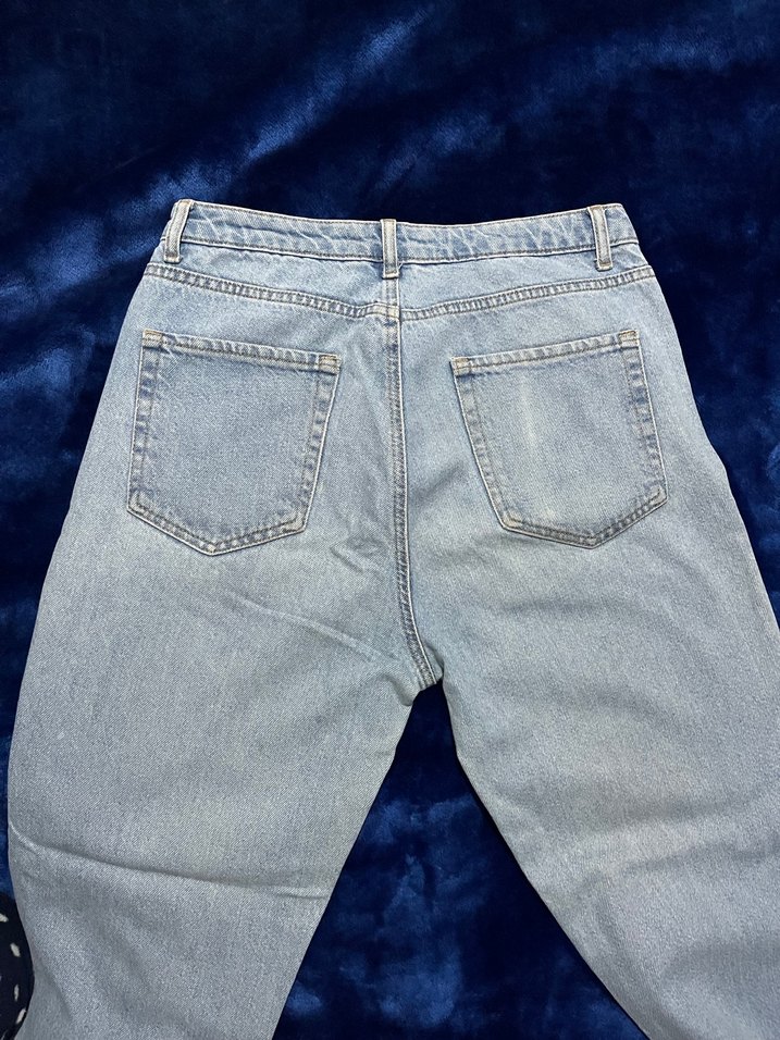 Mavi Bol Kesim Midi Boy Kadın Kot Pantolon - Görsel 4