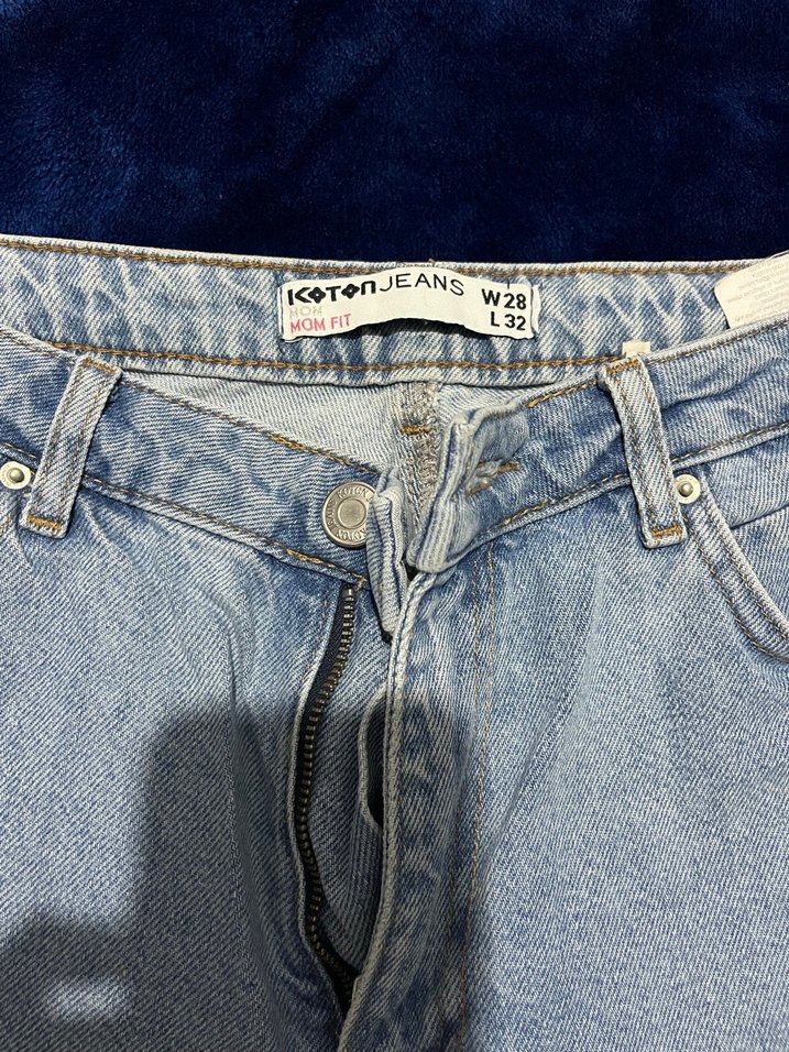 Mavi Bol Kesim Midi Boy Kadın Kot Pantolon - Görsel 3