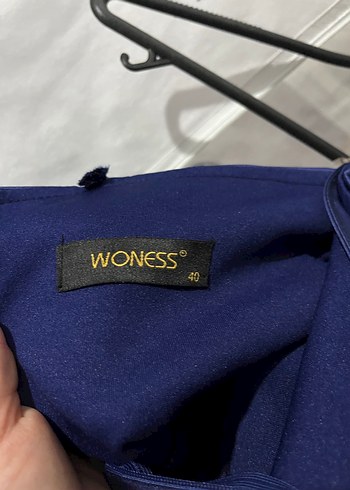 Lacivert V Yaka Drapeli Midi Abiye Elbise - Görsel 4