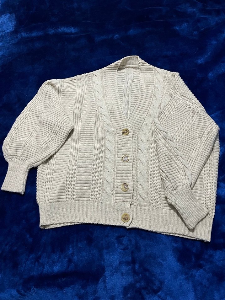 Kadın Krem Örgü Midi Hırka - Görsel 2