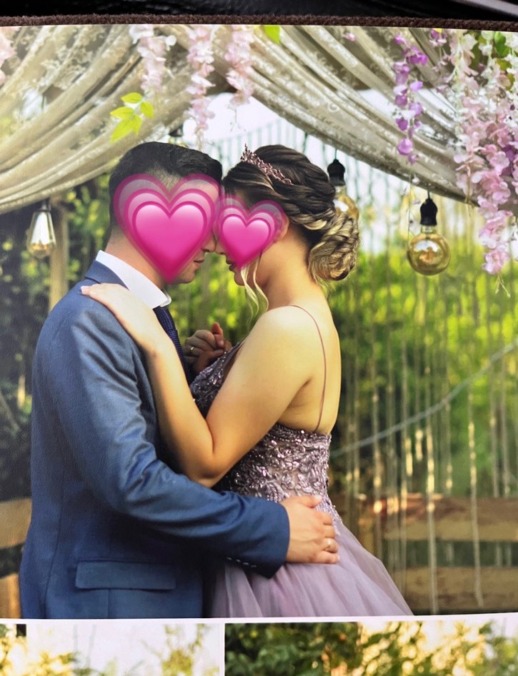 Mor Uzun Askılı Gotik Nişan Elbisesi - Görsel 5