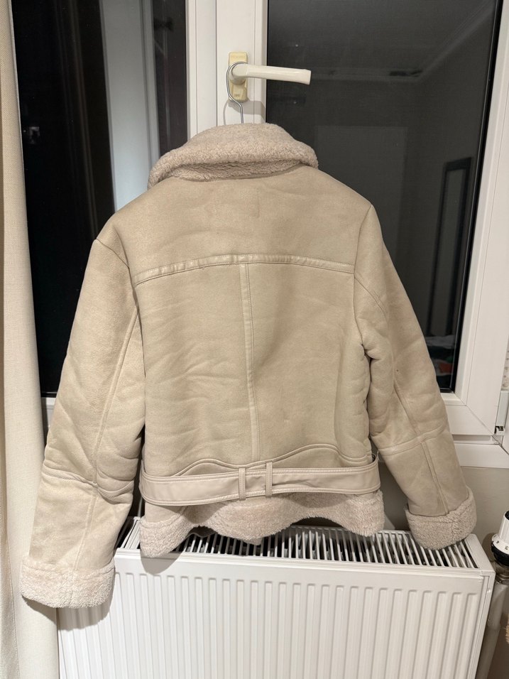 Bej Süet Kürklü Kadın Ceket - Görsel 3