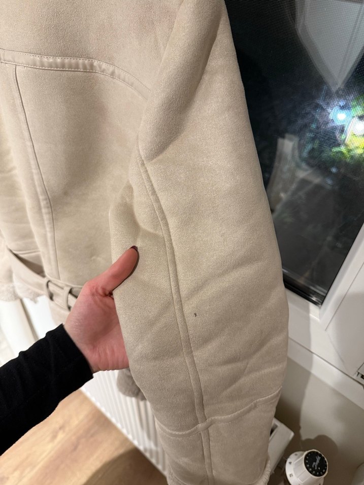 Bej Süet Kürklü Kadın Ceket - Görsel 4