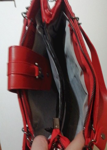 Parlak Kırmızı Kadın Deri Çanta - Görsel 3