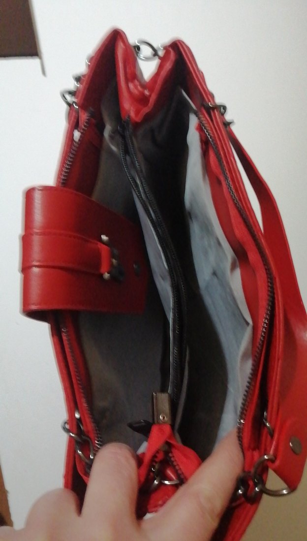 Parlak Kırmızı Kadın Deri Çanta - Görsel 3