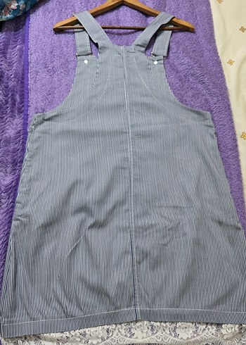 Mavi Beyaz ve Dantel Detaylı Kadın  Salopet - Görsel 2