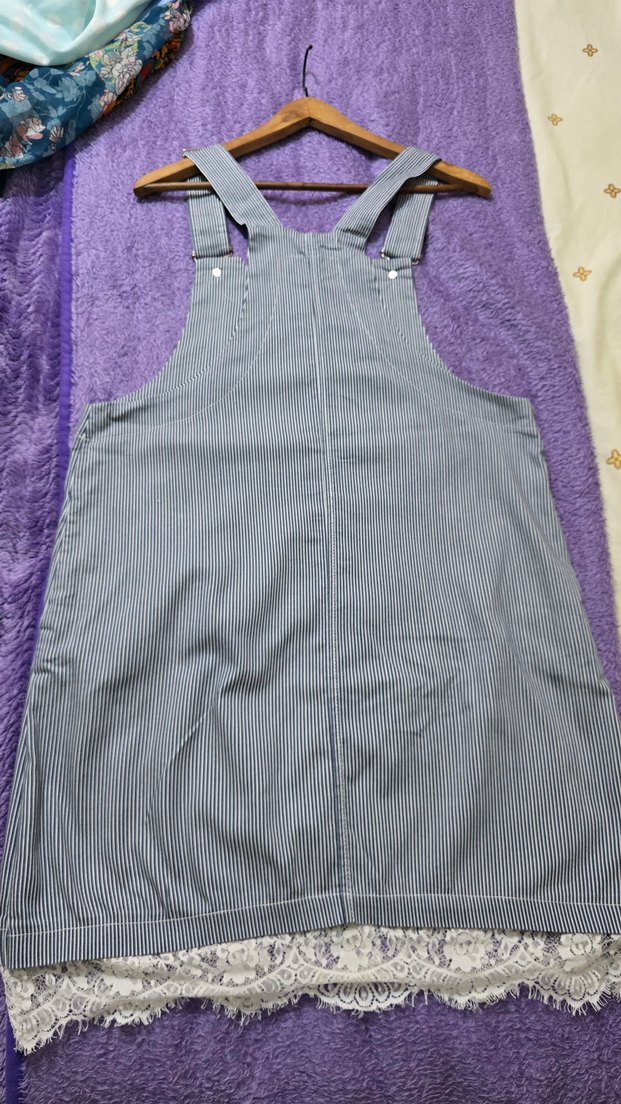 Mavi Beyaz ve Dantel Detaylı Kadın  Salopet - Görsel 2