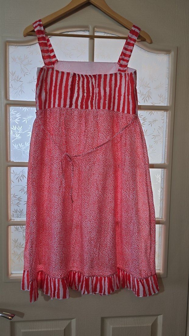 Kırmızı Bağlama Desenli Elbise - Görsel 2