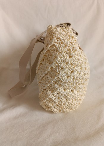 Bej Örgü Detaylı Kadın Çanta - Görsel 5