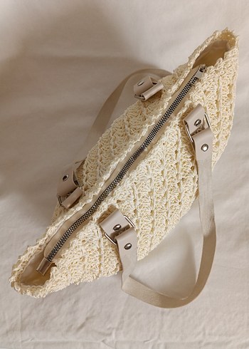 Bej Örgü Detaylı Kadın Çanta - Görsel 3