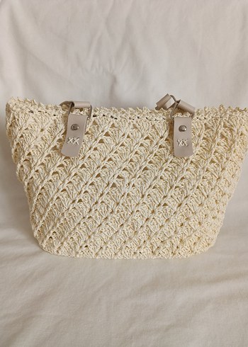 Bej Örgü Detaylı Kadın Çanta - Görsel 2