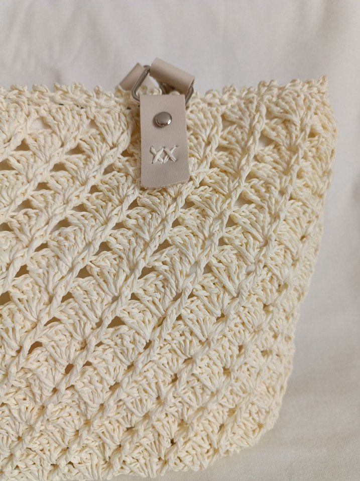 Bej Örgü Detaylı Kadın Çanta - Görsel 4