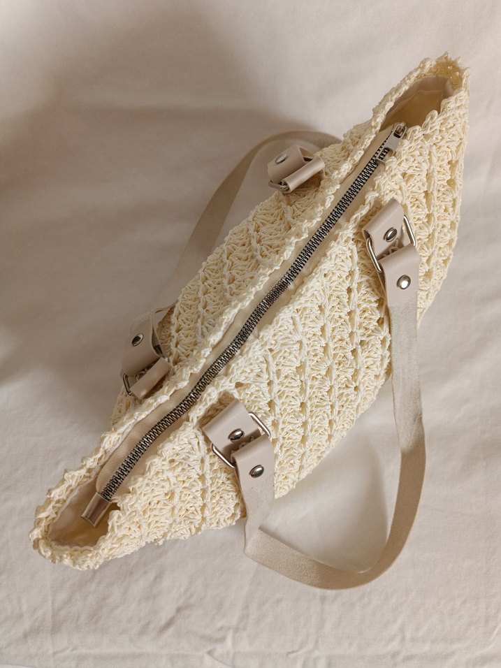 Bej Örgü Detaylı Kadın Çanta - Görsel 3