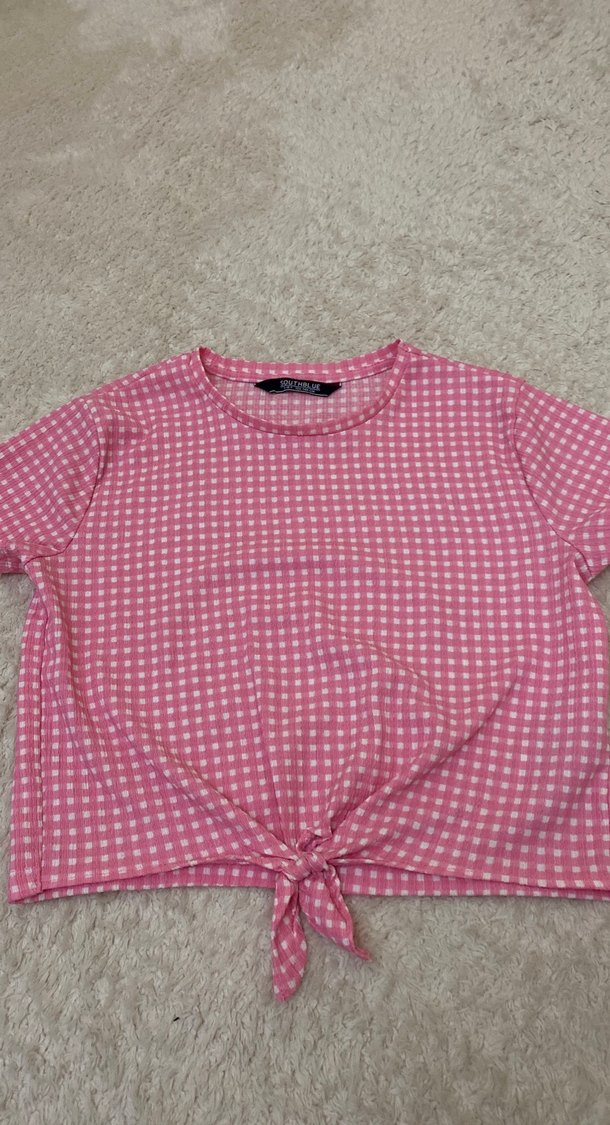 Kız Çocuk Pembe Bağlamalı Kısa Kollu Tişört - Görsel 2