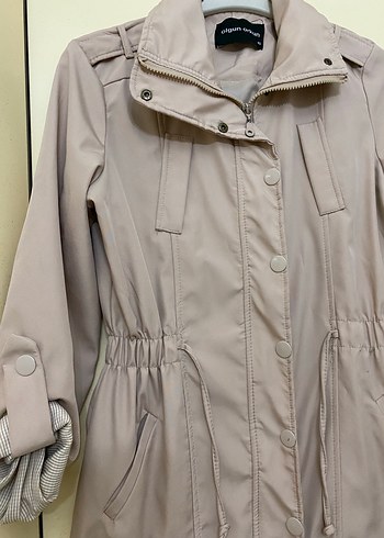 Pudra Midi Kadın trençkot , Düğmeli, Rahat Kesim - Görsel 3