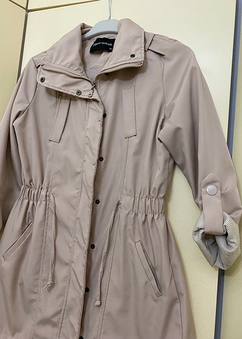 Pudra Midi Kadın trençkot , Düğmeli, Rahat Kesim - Görsel 4