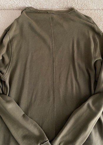 H&M Haki Uzun Kollu Salaş Sweatshirt - Görsel 5