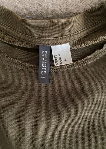 H&M Haki Uzun Kollu Salaş Sweatshirt - Görsel 3