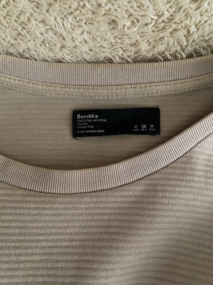 Bershka Bej Uzun Kollu Basic Sweatshirt - Görsel 2