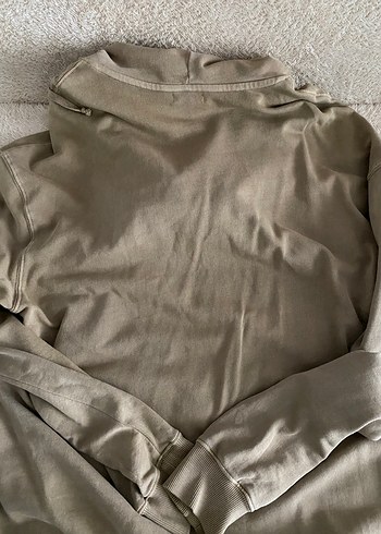 H&M Bej Keten Sweatshirt Uzun Kollu - Görsel 6