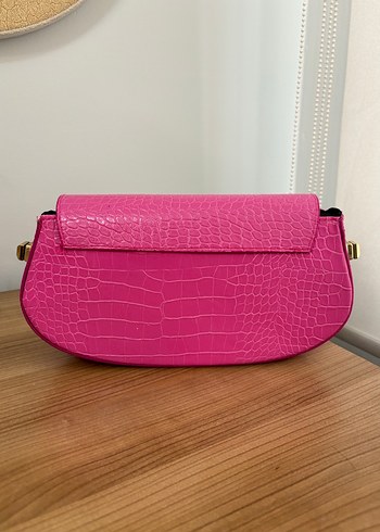 Pembe Parlak Deri Kadın Omuz Çantası - Görsel 2