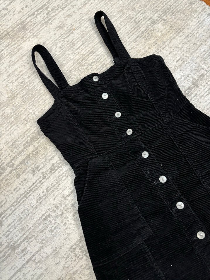 Siyah kadife kadın elbise - Görsel 2