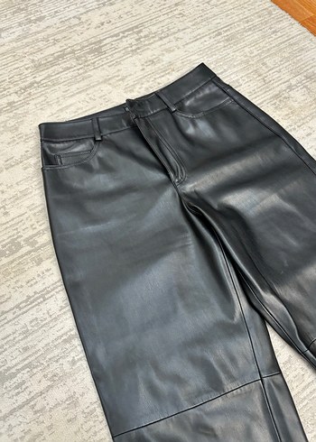 Deri Siyah Midi Kadın Pantolon - Görsel 2