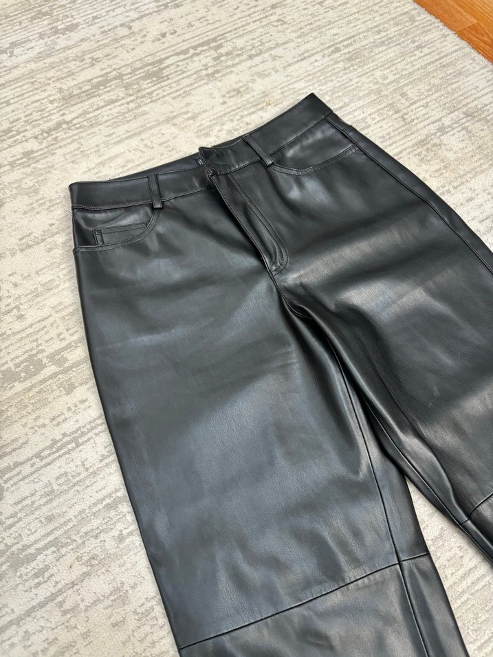 Deri Siyah Midi Kadın Pantolon - Görsel 2