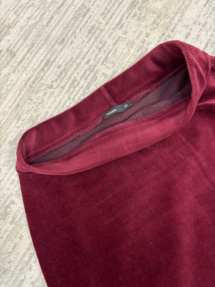 Bordo kadife Mini Etek - Görsel 3