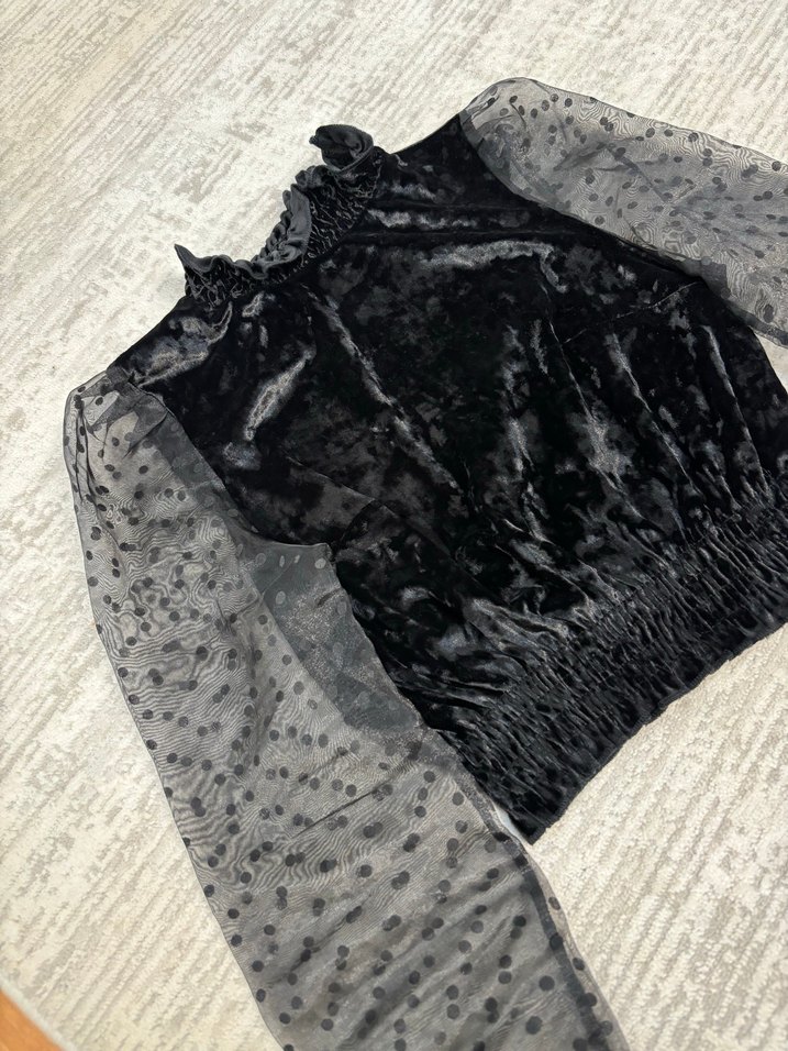 Nakışlı Siyah Mini Gömlek - Görsel 2