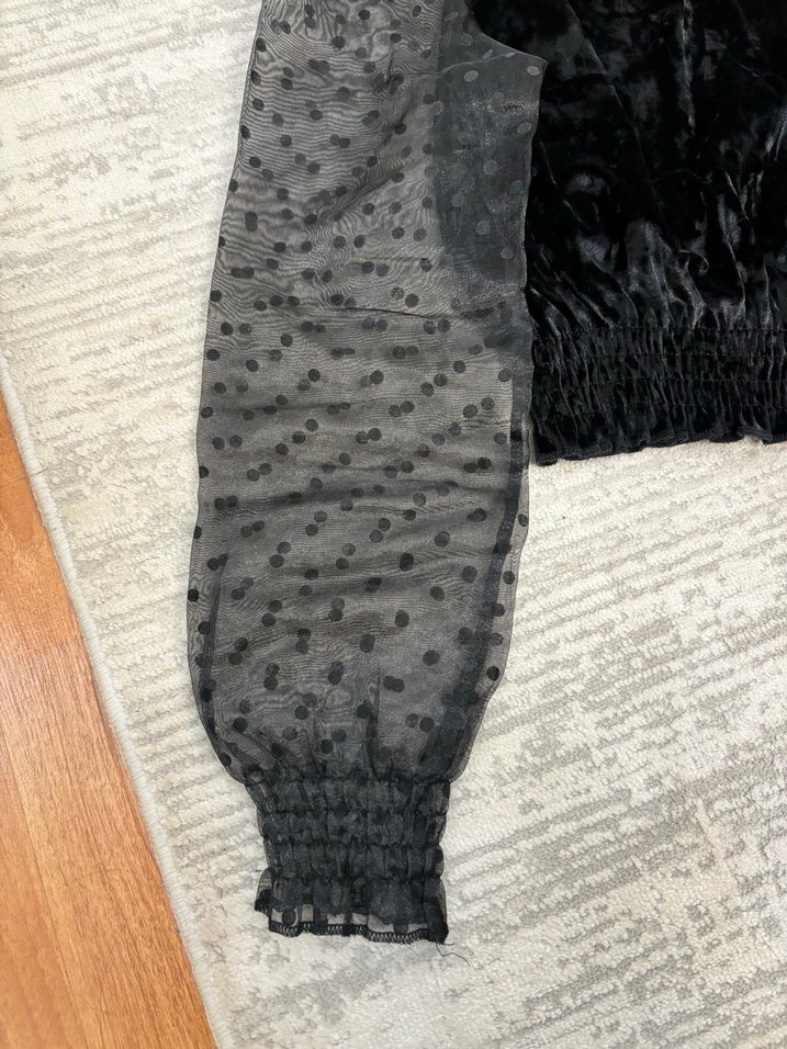 Nakışlı Siyah Mini Gömlek - Görsel 3