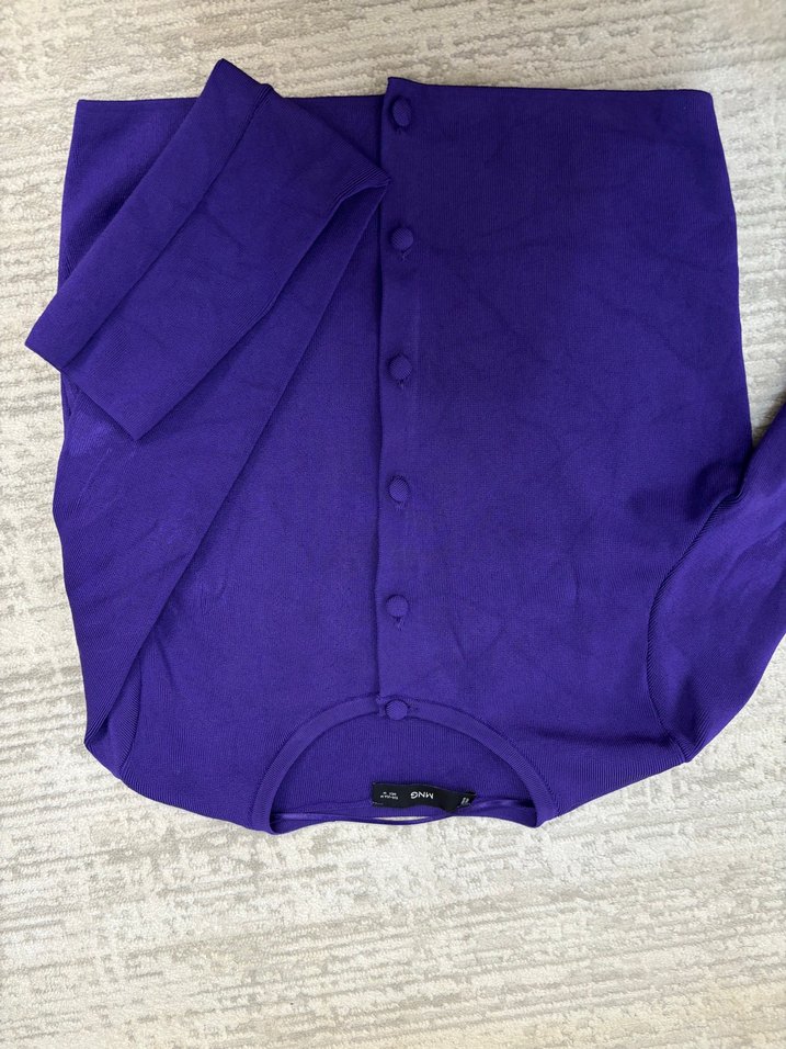 Mor Düğmeli hırka - Görsel 3