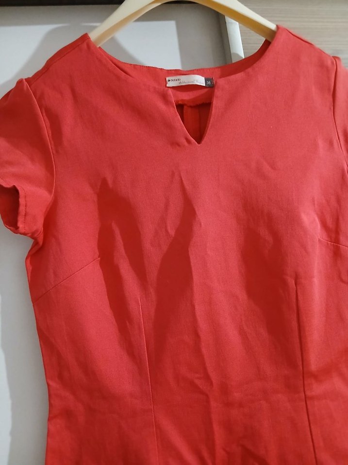 DeFacto Kırmızı V Yaka Düğmeli elbise - Görsel 2