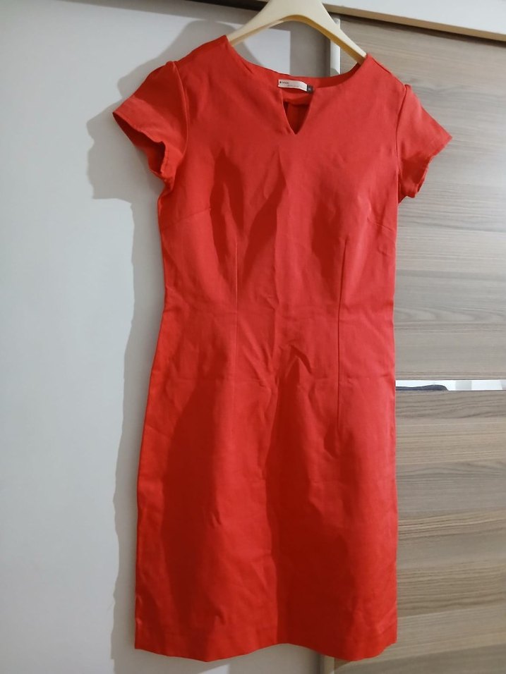 DeFacto Kırmızı V Yaka Düğmeli elbise - Görsel 3