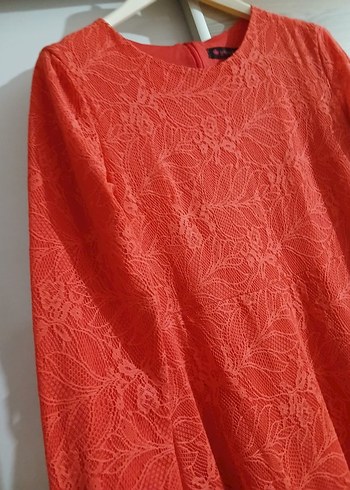 Kırmızı Uzun Kollu Bohem Uzun Elbise - Görsel 2