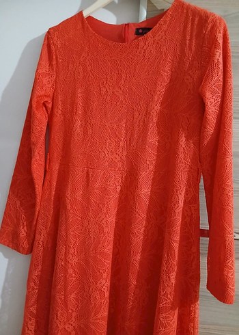 Kırmızı Uzun Kollu Bohem Uzun Elbise - Görsel 3