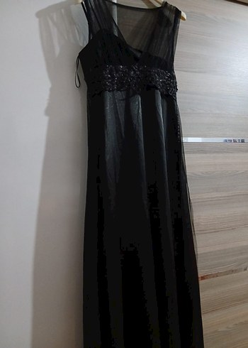 Nakışlı Siyah Straplez Midi Elbise - Görsel 2