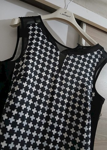 Kare Desenli Siyah Midi boy elbise - Görsel 2