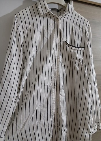 Çizgili Pamuklu Kadın Gömlek - Görsel 3