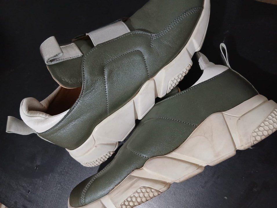 Yeşil Deri Kadın Dolgu Topuklu Spor Ayakkabı - Görsel 2