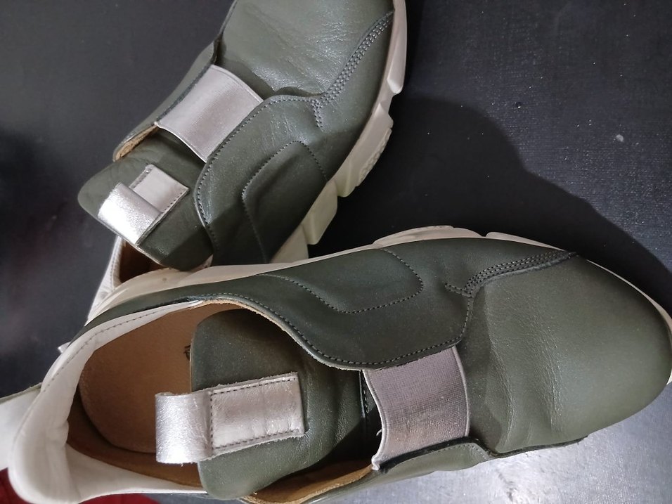 Yeşil Deri Kadın Dolgu Topuklu Spor Ayakkabı - Görsel 3