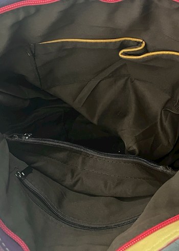 Renkli Püsküllü Bohem Gerçek Derili Çanta - Görsel 2