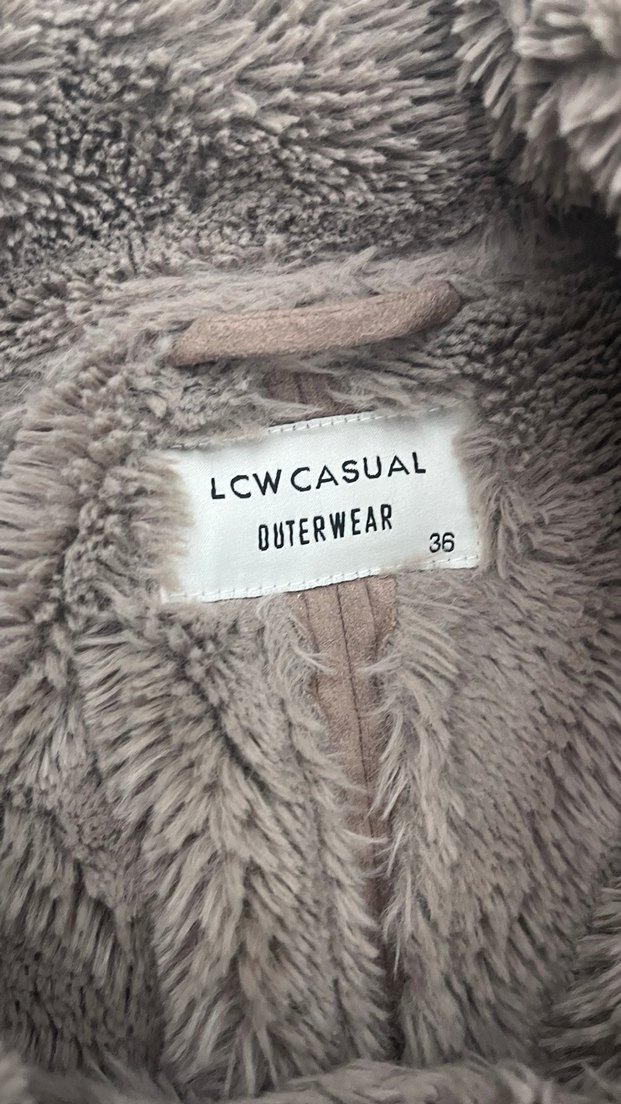 Kürklü Bej Süet Kadın Ceket - Görsel 5