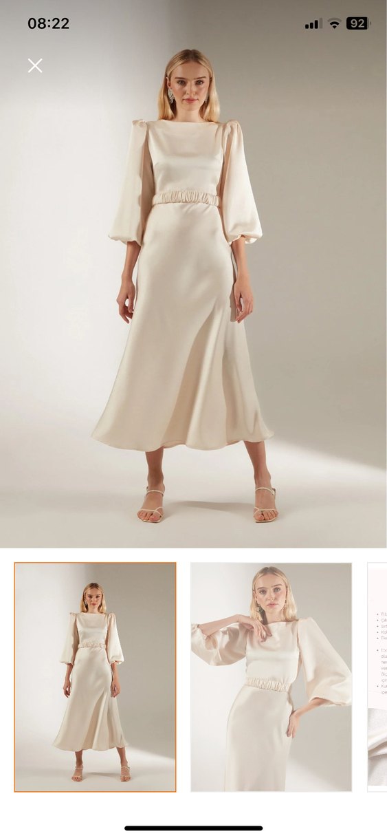 Uzun Kol Drapeli Beyaz Sade Nişan Elbisesi - Görsel 2